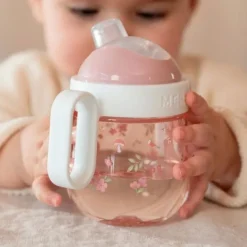 Vaso de aprendizaje con boquilla y asas rosa Jardín de Hadas Mepal - Little Dutch