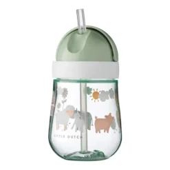 Vaso de aprendizaje con pajita verde Pequeña Granja Mepal - Little Dutch