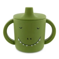 Vaso de silicona con asas verde dinosaurio - Trixie