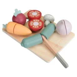 Verduras, cuchillo y tabla de madera para cortar - Little Dutch