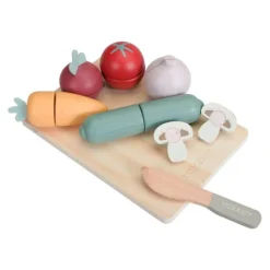 Verduras, cuchillo y tabla de madera para cortar - Little Dutch