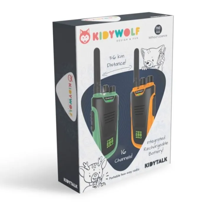 Walkie Talkies recargables Kidytalk verde y naranja - Kidywolf